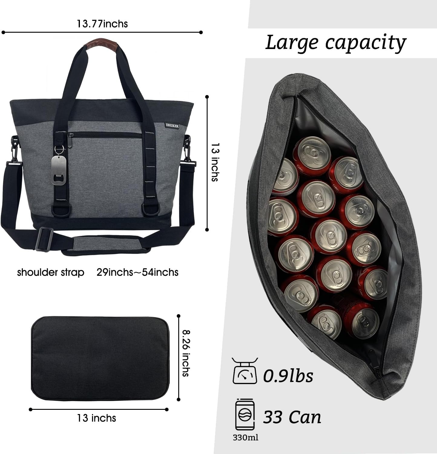 Insulated Cooler Bag, Large Insulated Bag, Reusable Shopping Bags, Leakproof Soft Cooler with BagsBottle Opener, Suitable for Supermarket Shopping, Travel,Beach,Family Picnic,Camping - Image 5